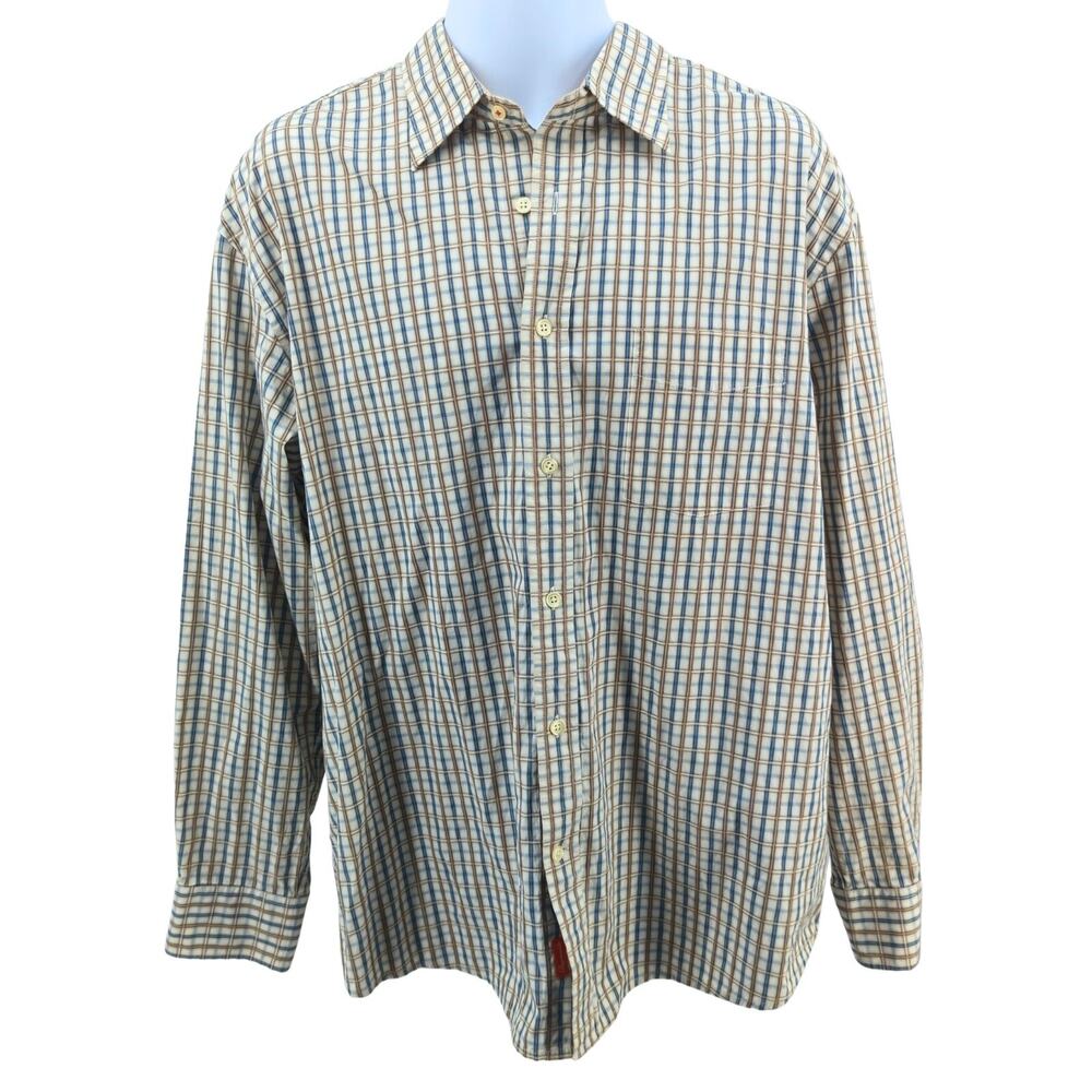 Vintage Faconnable Plaid Shirt XL Long Sleeve Button Up Preppy Classic Casual